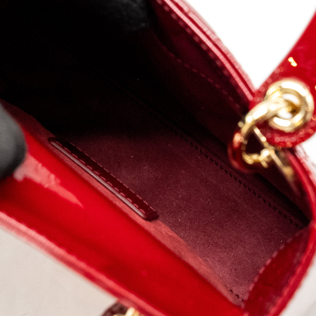 DIOR MINI LADY DIOR PATENT RED LGHW