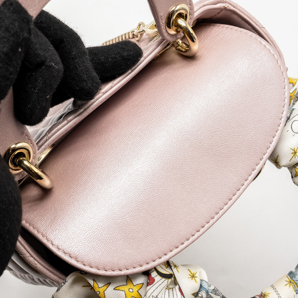 DIOR MINI LADY DIOR LAMBSKIN LOTUS PINK LGHW
