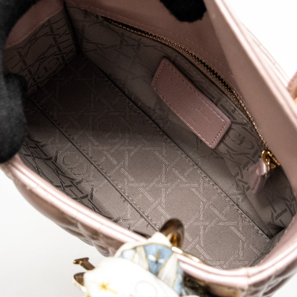 DIOR MINI LADY DIOR LAMBSKIN LOTUS PINK LGHW