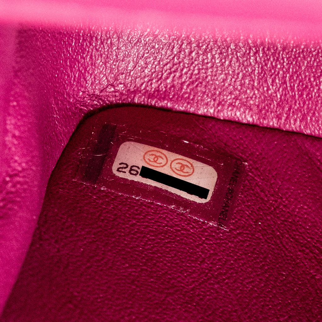 CHANEL MINI SQUARE CHEVRON LAMBSKIN RASPBERRY RED LGHW