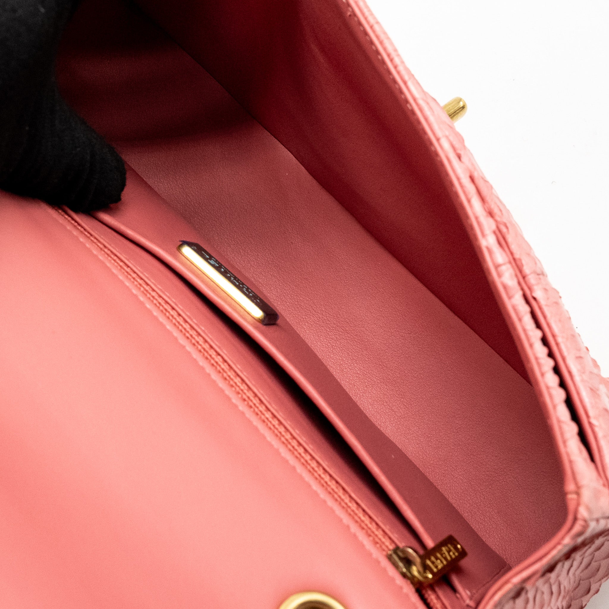 CHANEL MEDIUM FLAP BAG WITH DETAILED CHARMS PYTHON PINK GHW