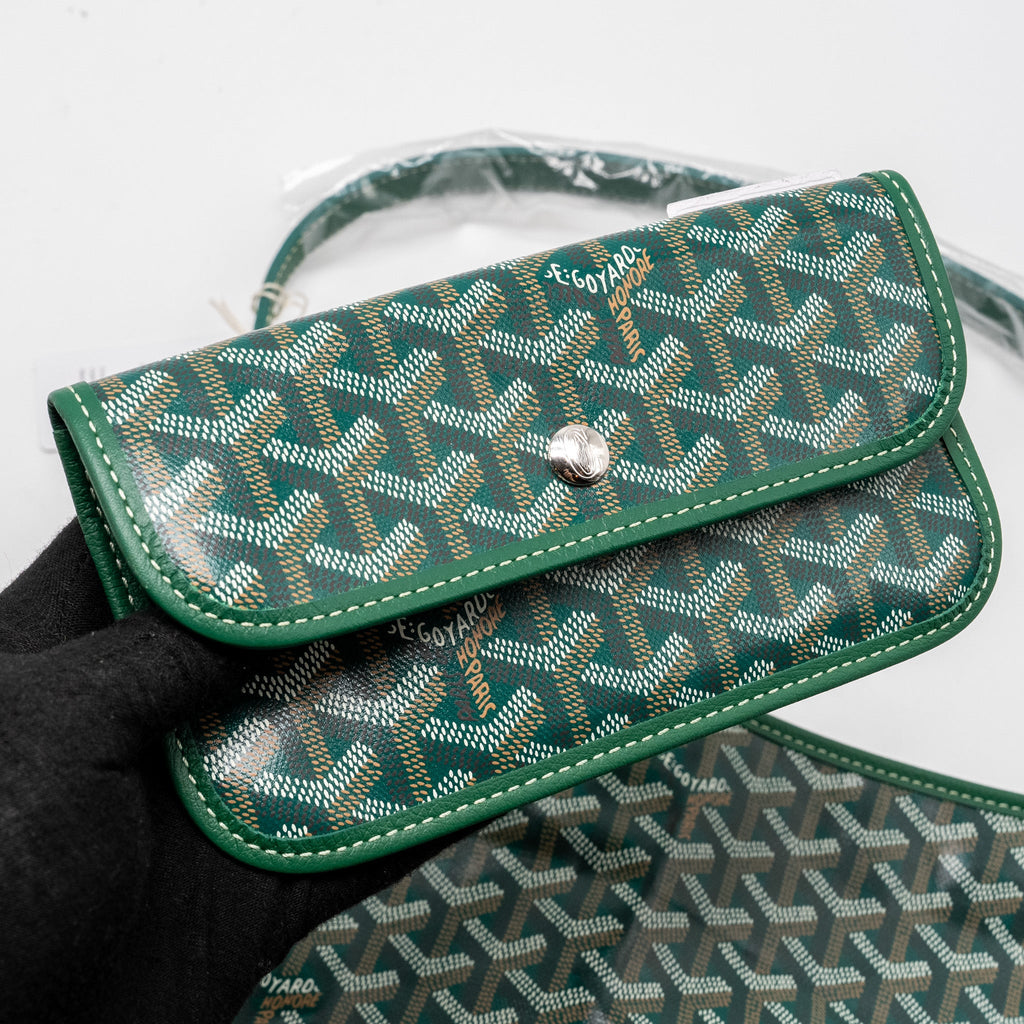 GOYARD BOHEME HOBO BAG GOYARDINE CANVAS / CALFSKIN GREEN
