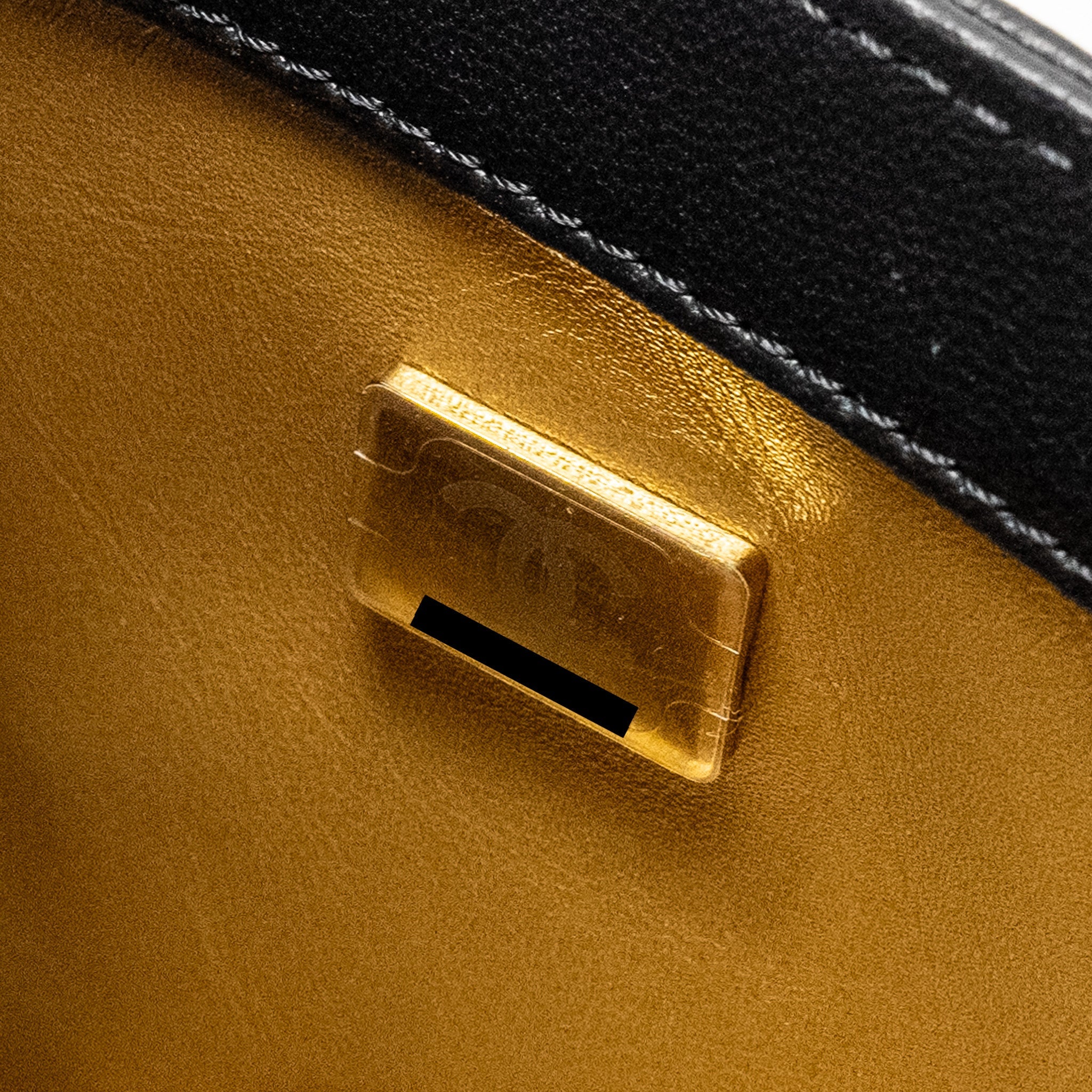 CHANEL PEARL CRUSH MINI SQUARE  FLAP BAG LAMBSKIN BLACK GHW (MICROCHIP)