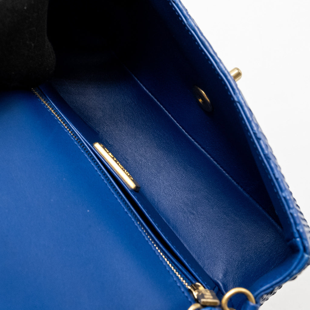 CHANEL MINI RECTANGULAR FLAP BAG PYTHON BLUE GHW