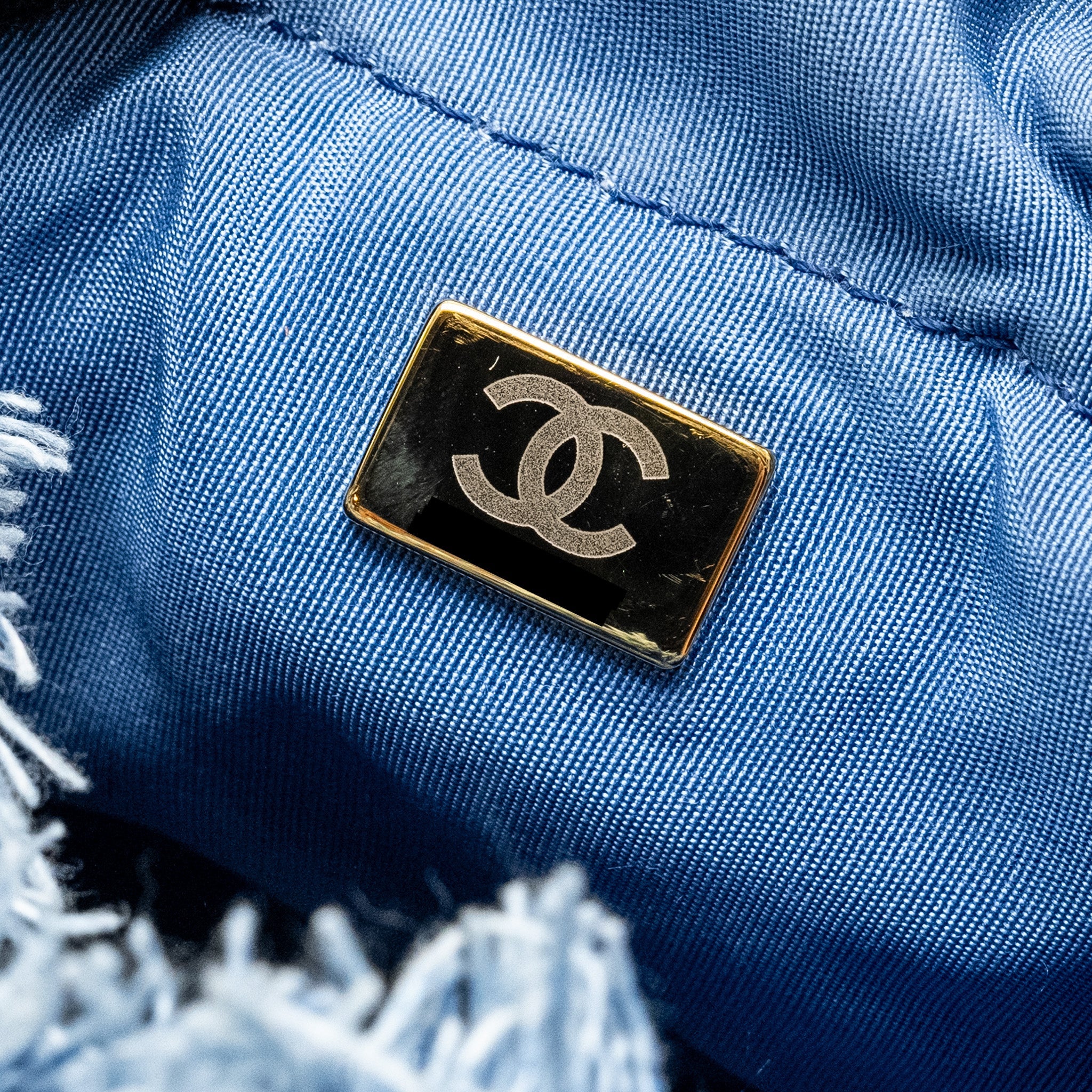 CHANEL SMALL BUCKET BAG DENIM BLUE LGHW (MICROCHIP)