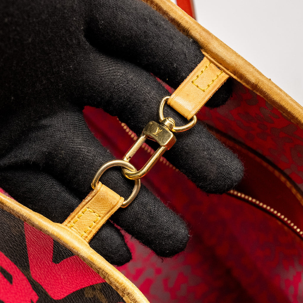 LOUIS VUITTON NEVERFULL GM STEPHEN SPROUSE PINK MONOGRAM GRAFFITI COATED / ZIP WALLET GHW (SELL IN A SET)