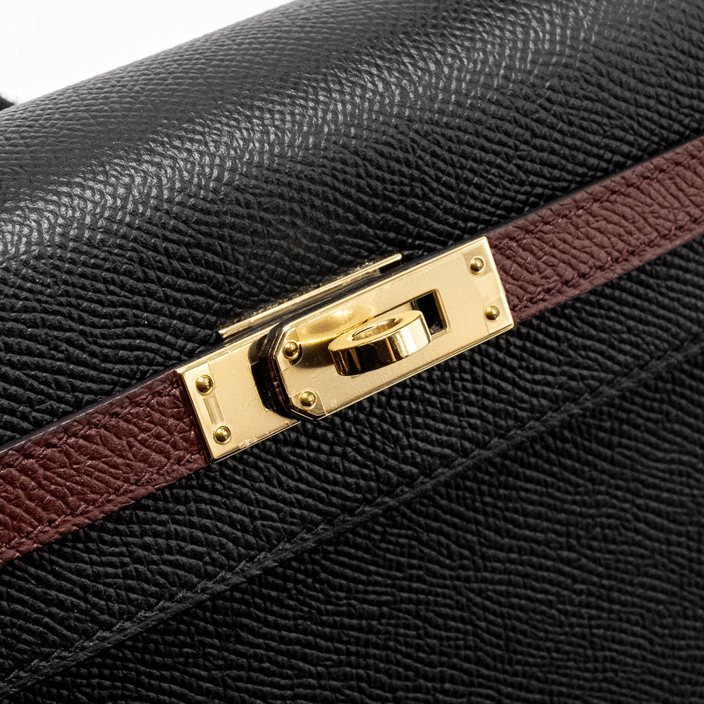 HERMES KELLY 25 SPECIAL ORDER EPSOM BLACK/ROUGH H LGHW