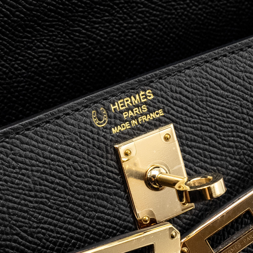 HERMES KELLY 25 SPECIAL ORDER EPSOM BLACK/ROUGH H LGHW