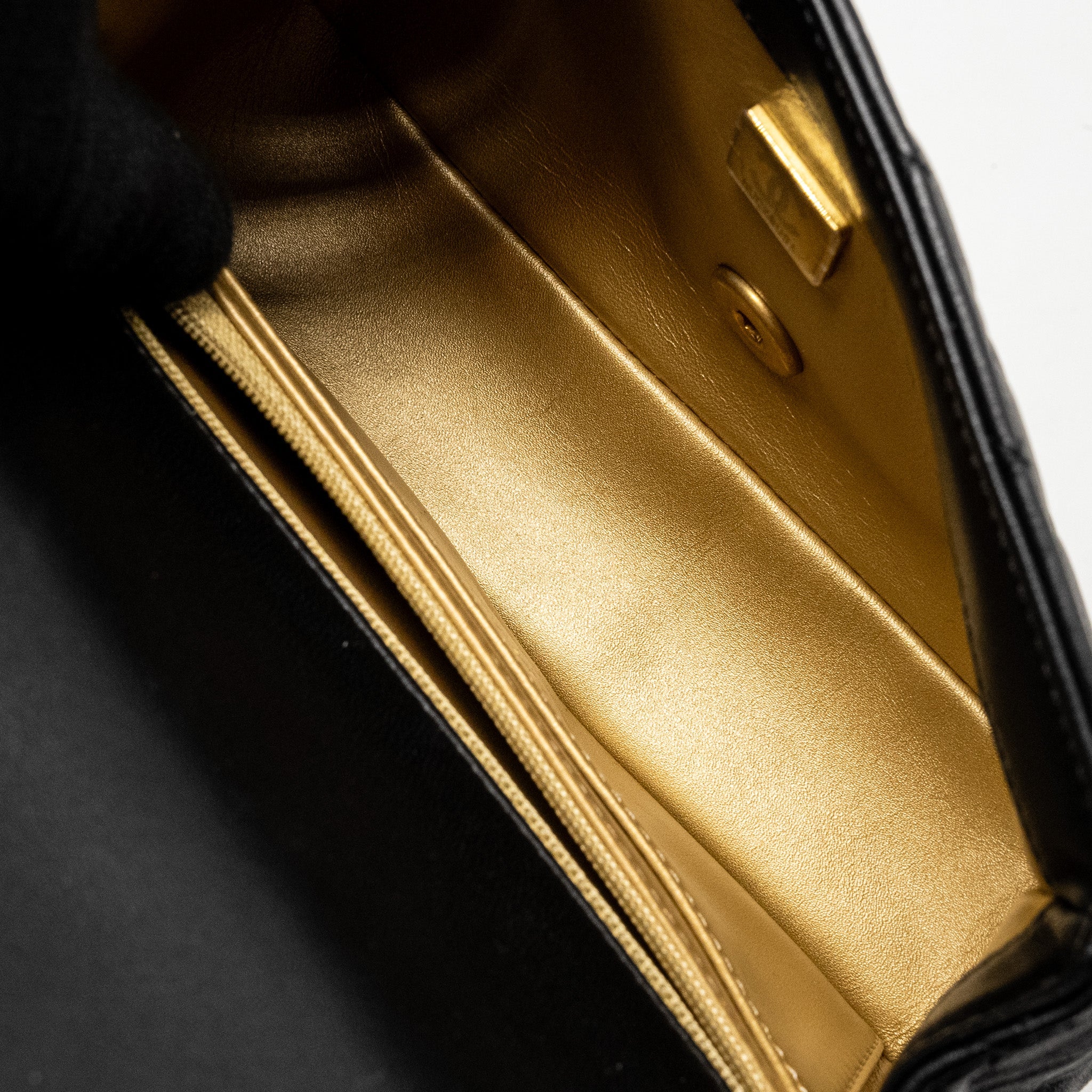 CHANEL PEARL CRUSH MINI RECTANGULAR FLAP BAG LAMBSKIN BLACK GHW (MICROCHIP)