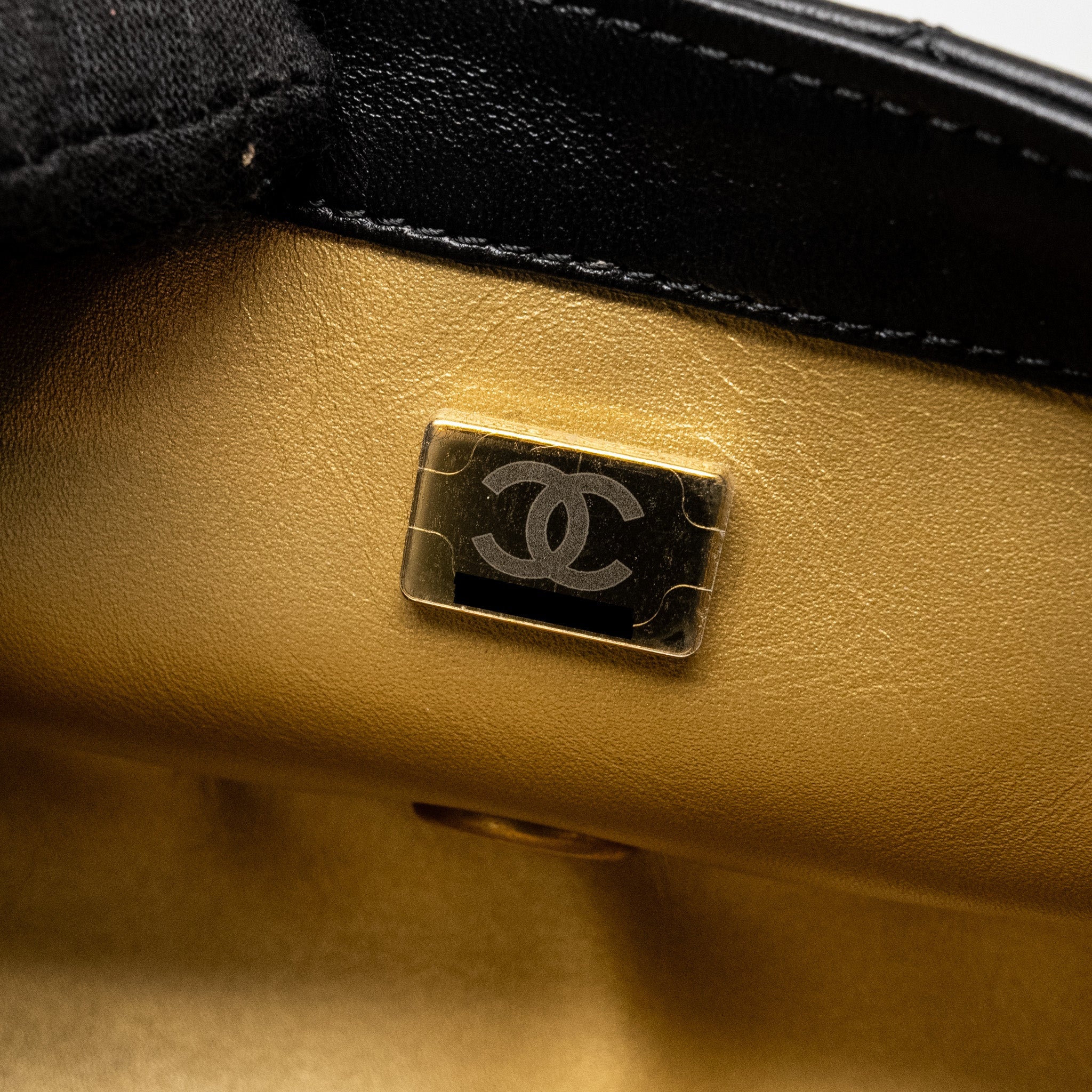 CHANEL PEARL CRUSH MINI RECTANGULAR FLAP BAG LAMBSKIN BLACK GHW (MICROCHIP)