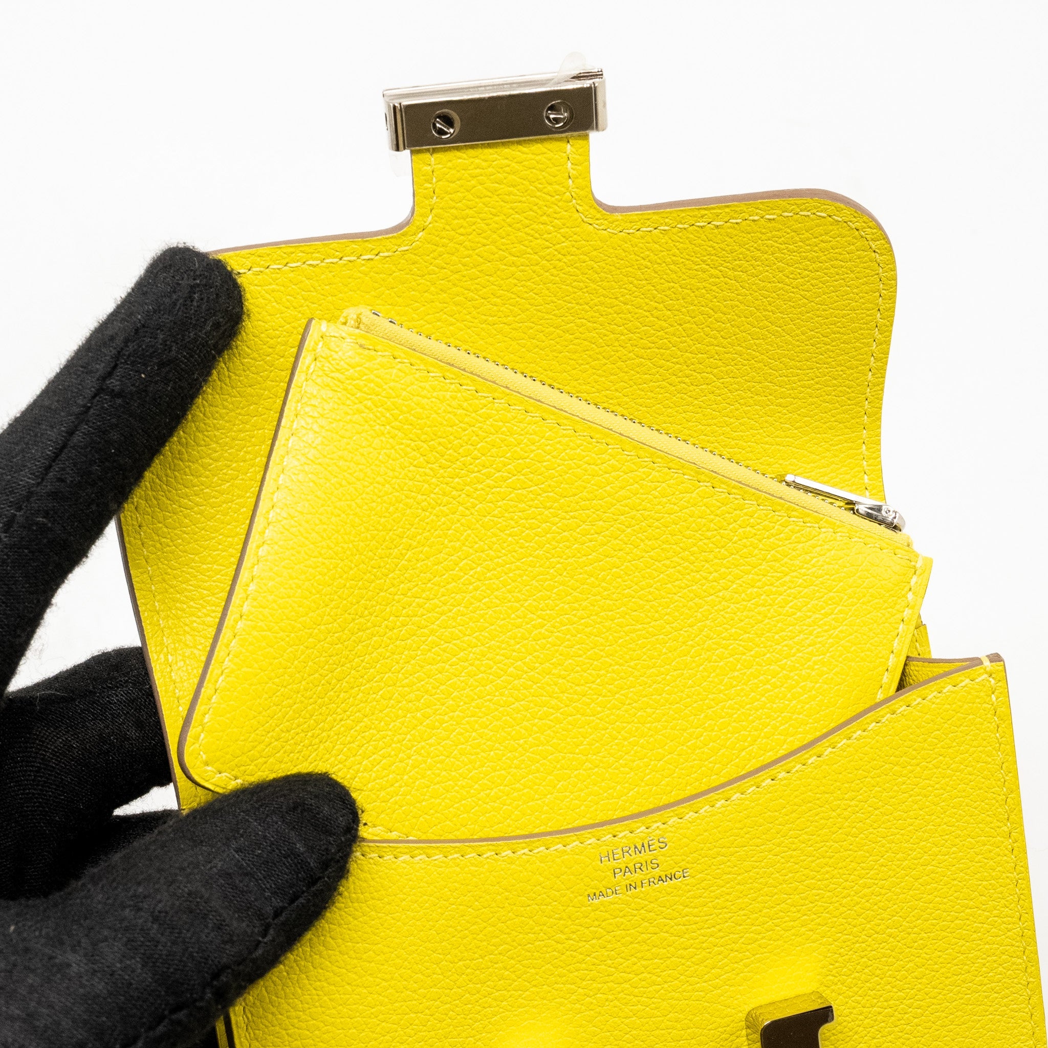 HERMES CONSTANCE SLIM EVERCOLOR JAUNE CITRON SHW