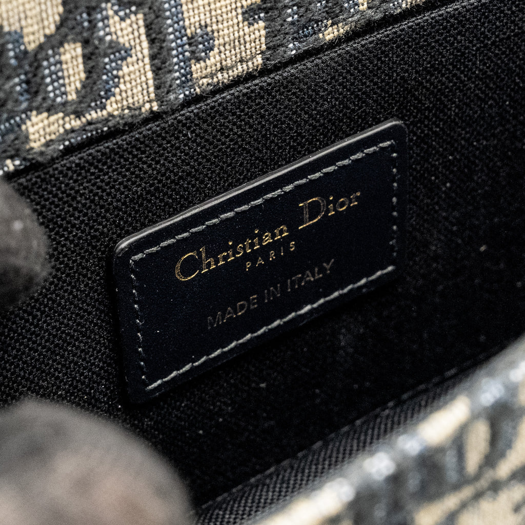 DIOR 30 MONTAIGNE EAST-WEST BAG WITH CHAIN OBLIQUE JACQUARD BLUE GHW