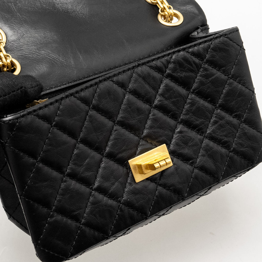 CHANEL MINI 2.55 REISSUE AGED CALFSKIN BLACK GHW (MICROCHIP)