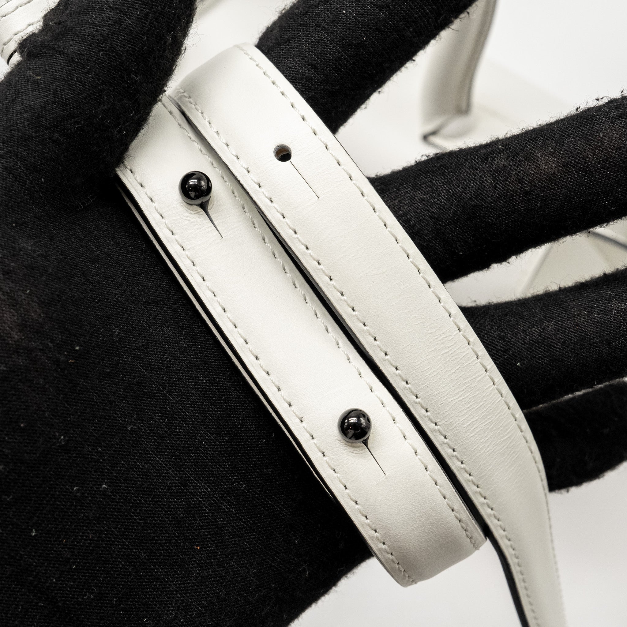 DELVAUX MINI BRILLIANT BAG CALFSKIN/GALUCHAT WHITE/BLACK WITH BLACK HARDWARE