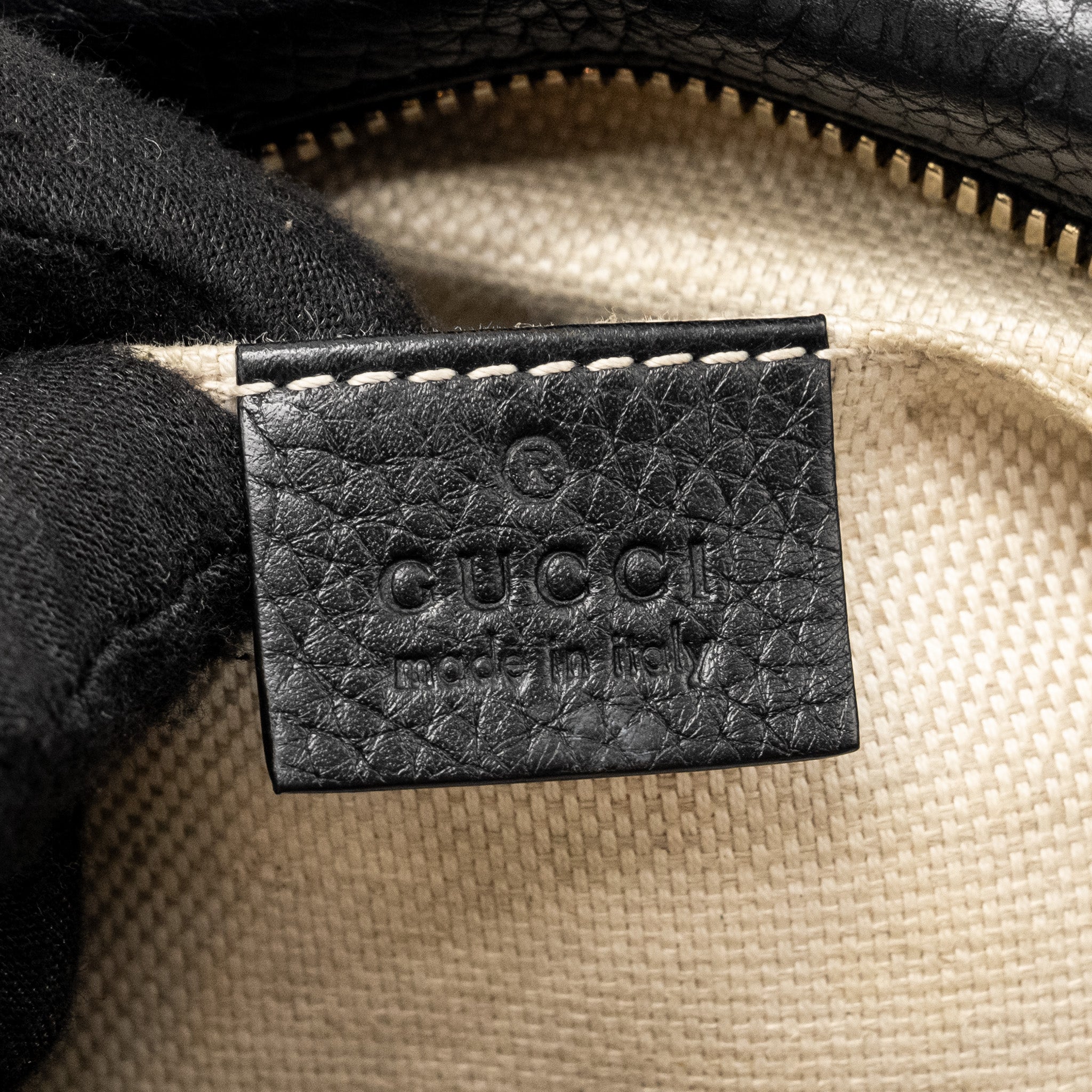 GUCCI SOHO DISCO CAMERA CROSSBODY BAG CALFSKIN BLACK LGHW