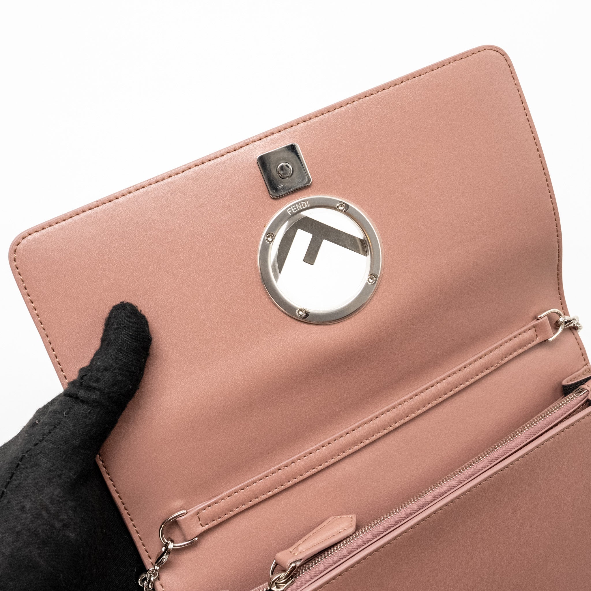FENDI LOGO CROSSBODY BAG CALFSKIN LIGHT PINK SHW