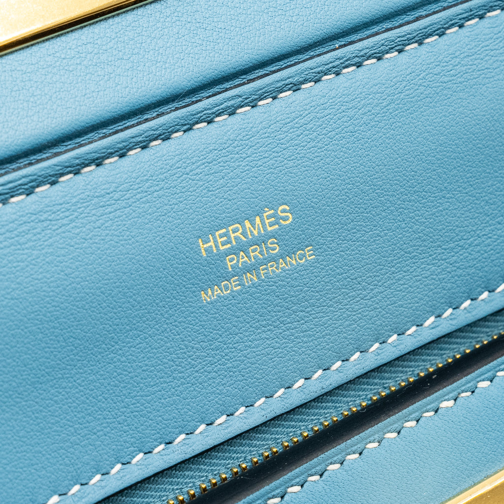 HERMES MINI 24/24 2424-21 BAG EVERCOLOR/SWIFT NEW BLEU JEAN GHW