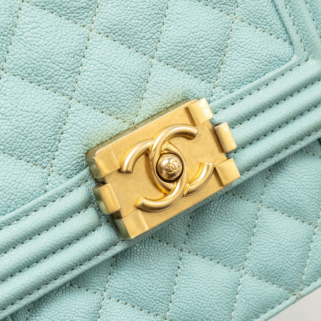 CHANEL NORTH SOUTH BOY BAG CAVIAR LIGHT BLUE GHW