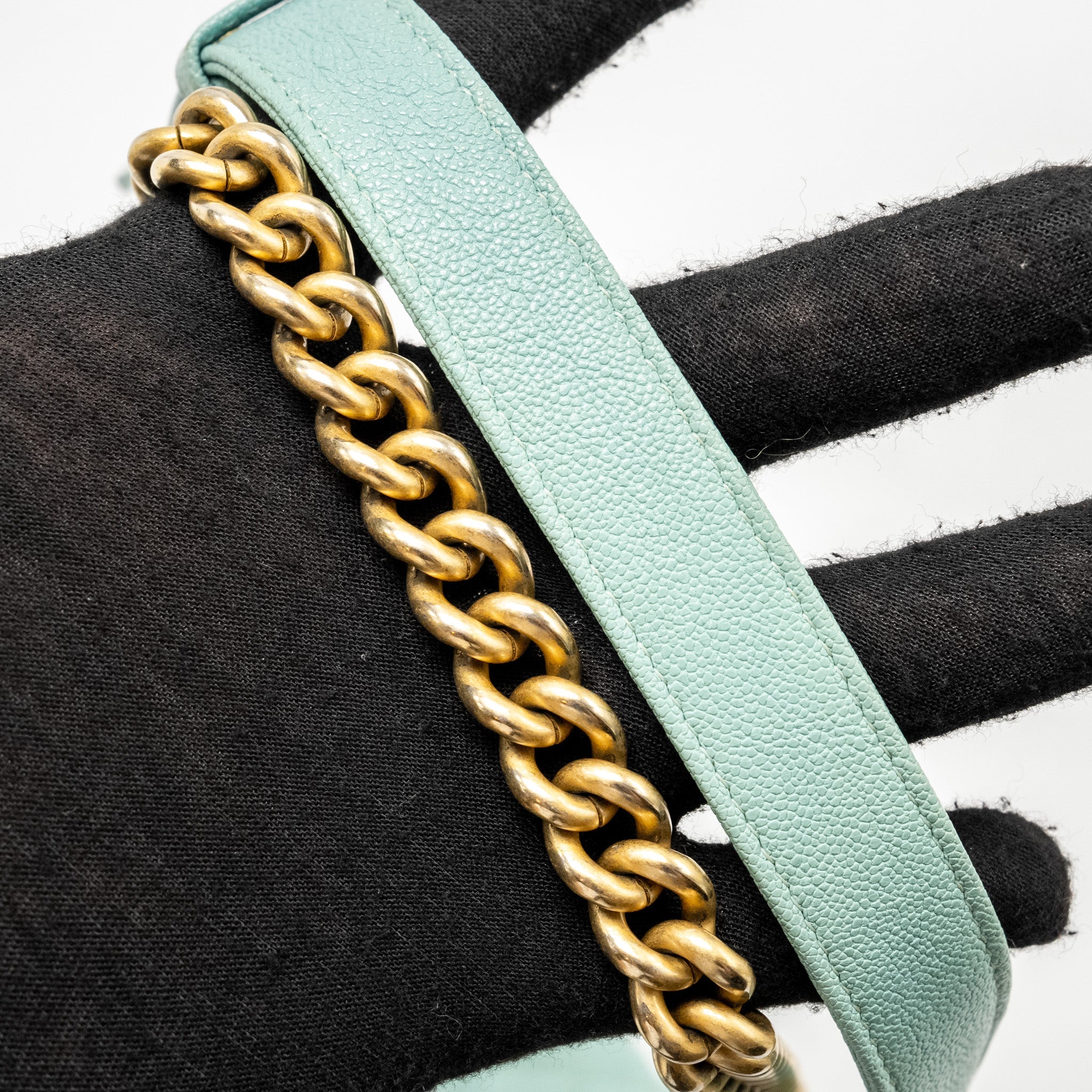 CHANEL NORTH SOUTH BOY BAG CAVIAR LIGHT BLUE GHW