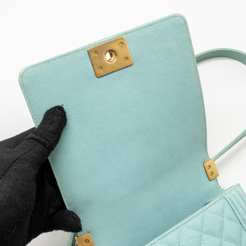 CHANEL NORTH SOUTH BOY BAG CAVIAR LIGHT BLUE GHW