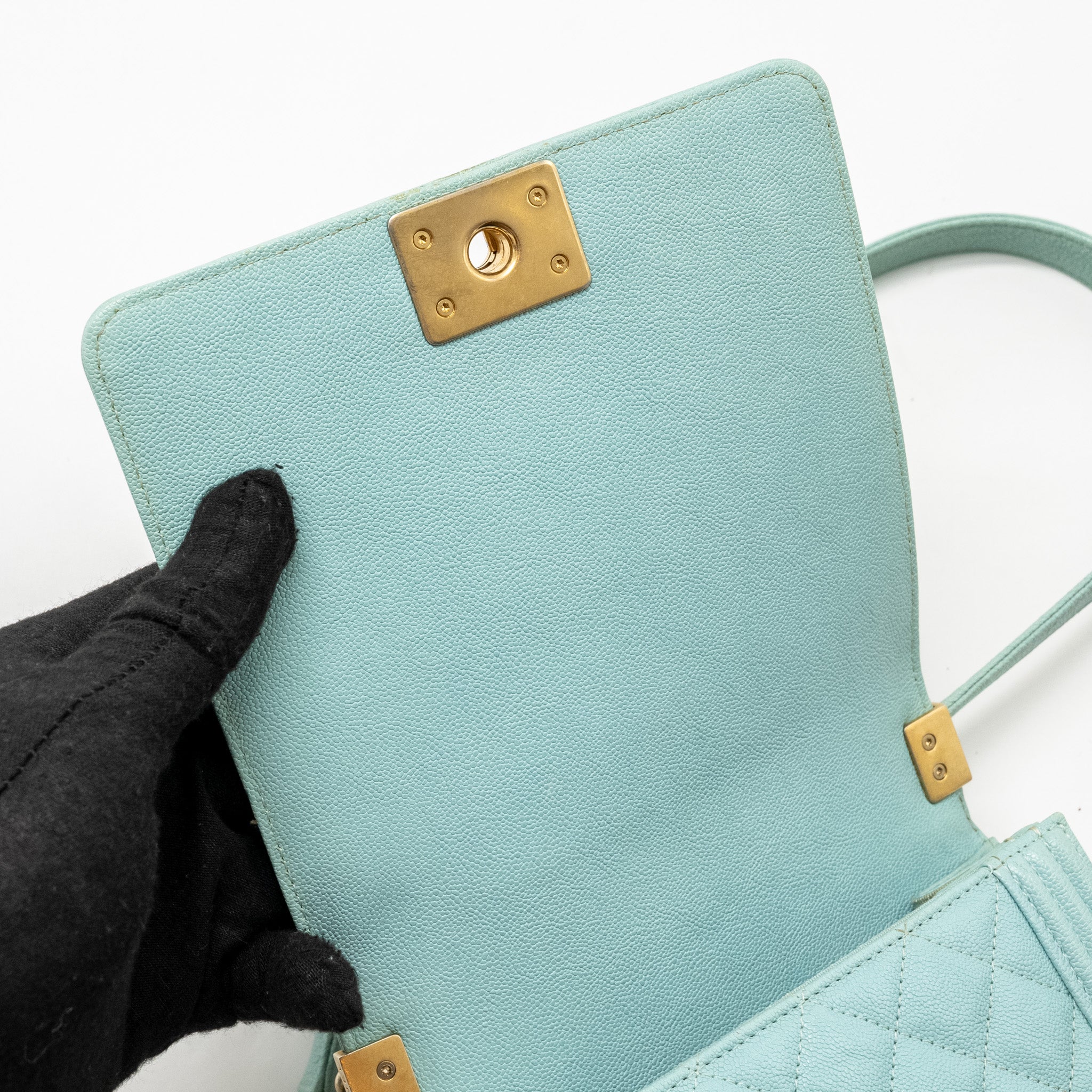 CHANEL NORTH SOUTH BOY BAG CAVIAR LIGHT BLUE GHW