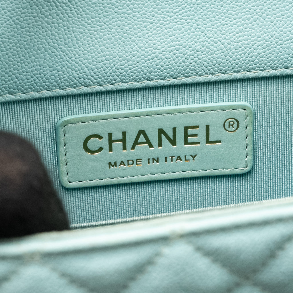 CHANEL NORTH SOUTH BOY BAG CAVIAR LIGHT BLUE GHW