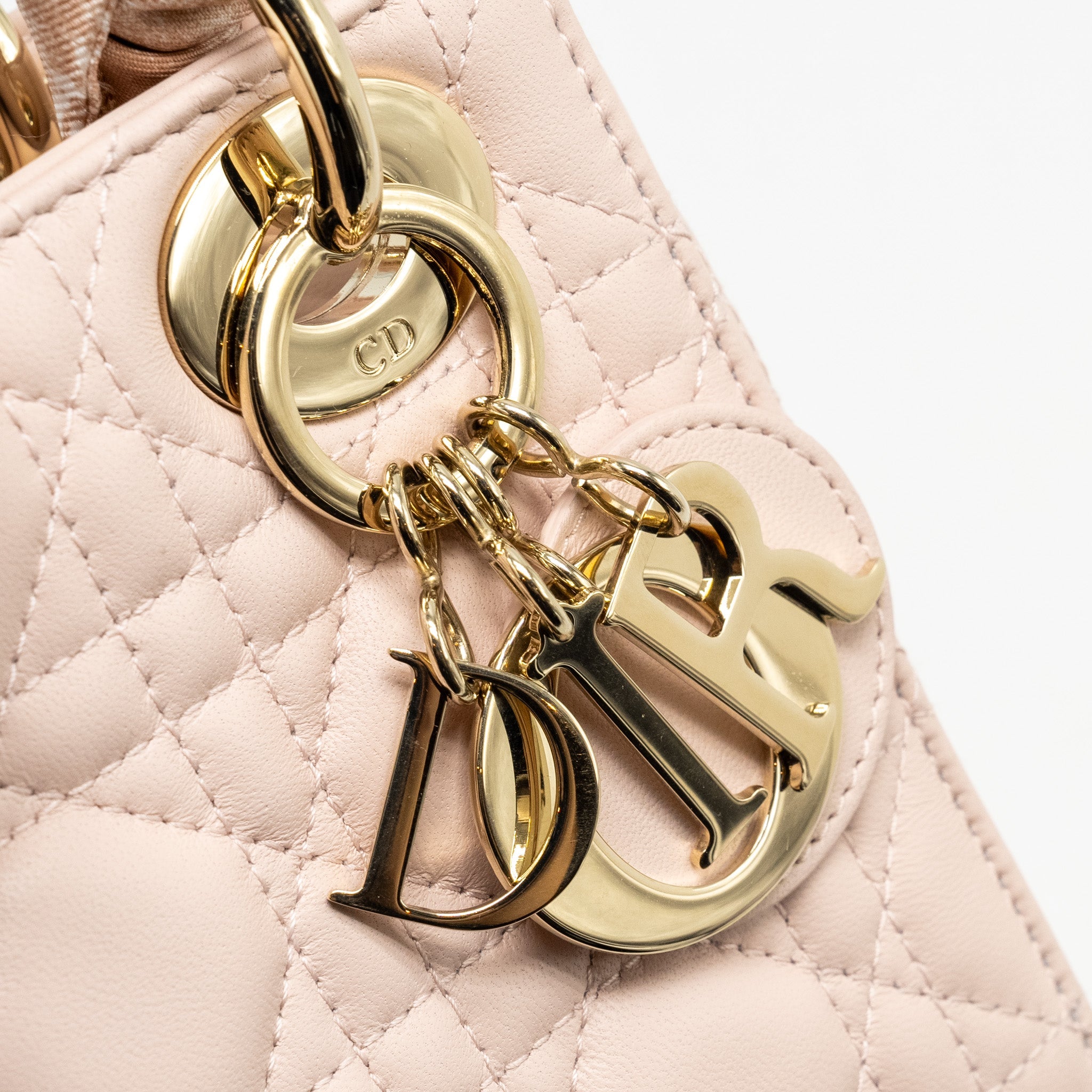 DIOR MINI LADY DIOR LAMBSKIN POWDER PINK LGHW