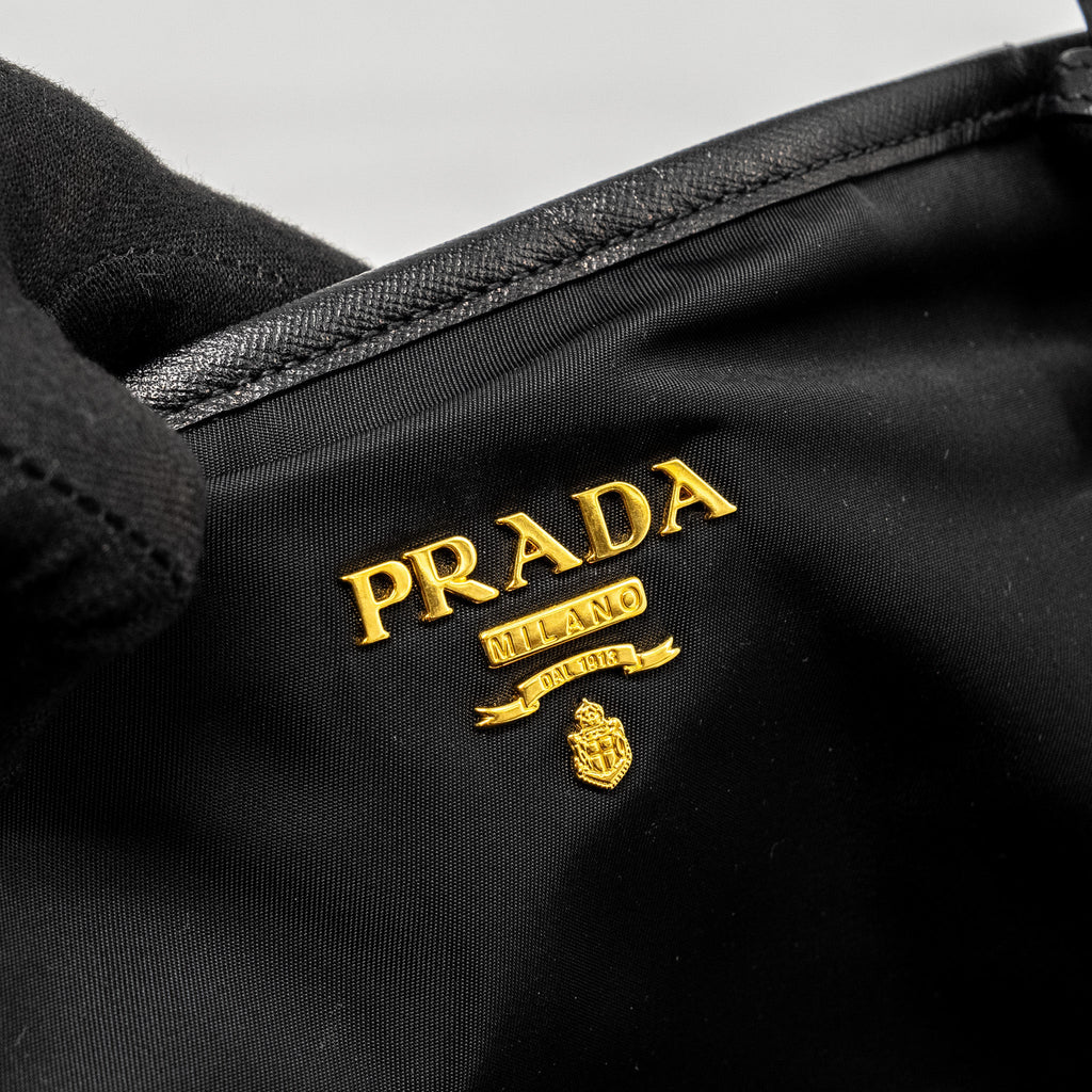 PRADA TOTE BAG CANVAS BLACK GHW