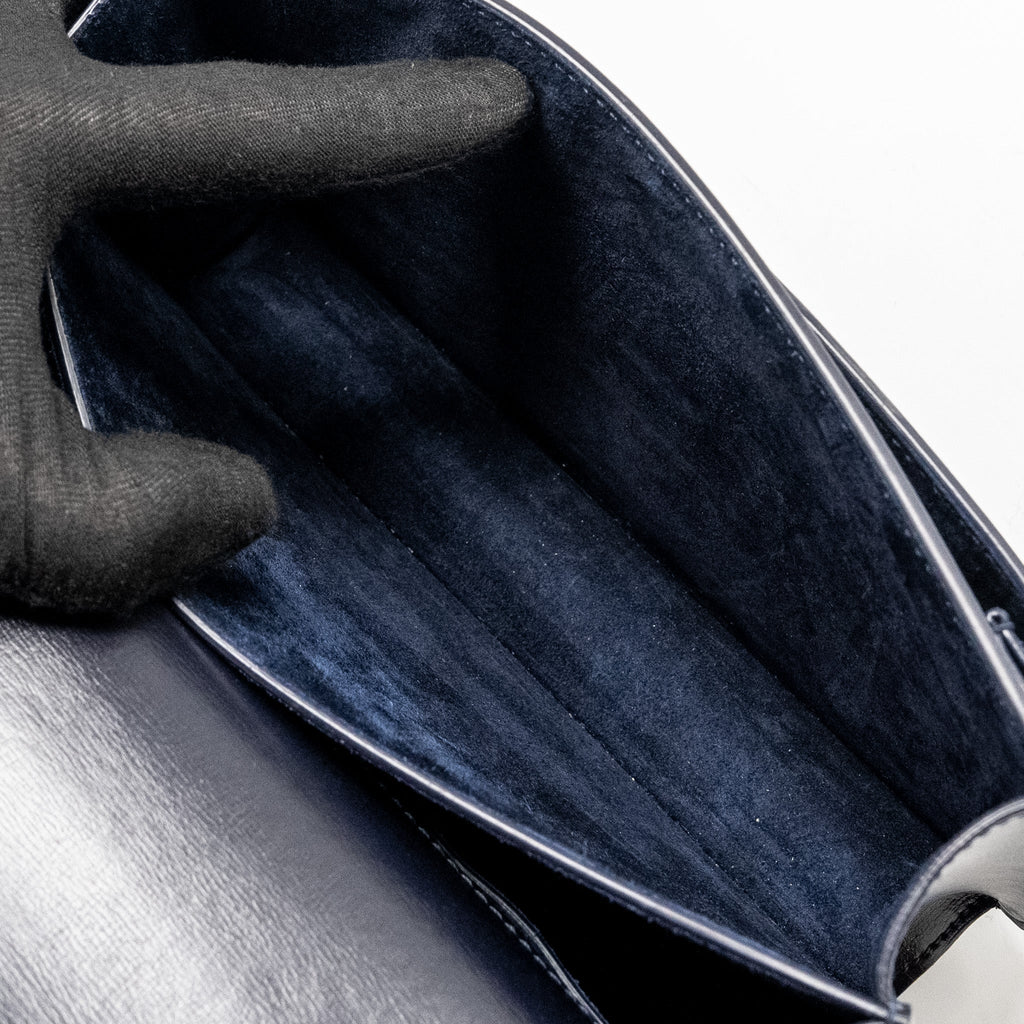 SAINT LAURENT /YSL SUNSET BAG PYTHON/SUEDE NAVY GHW