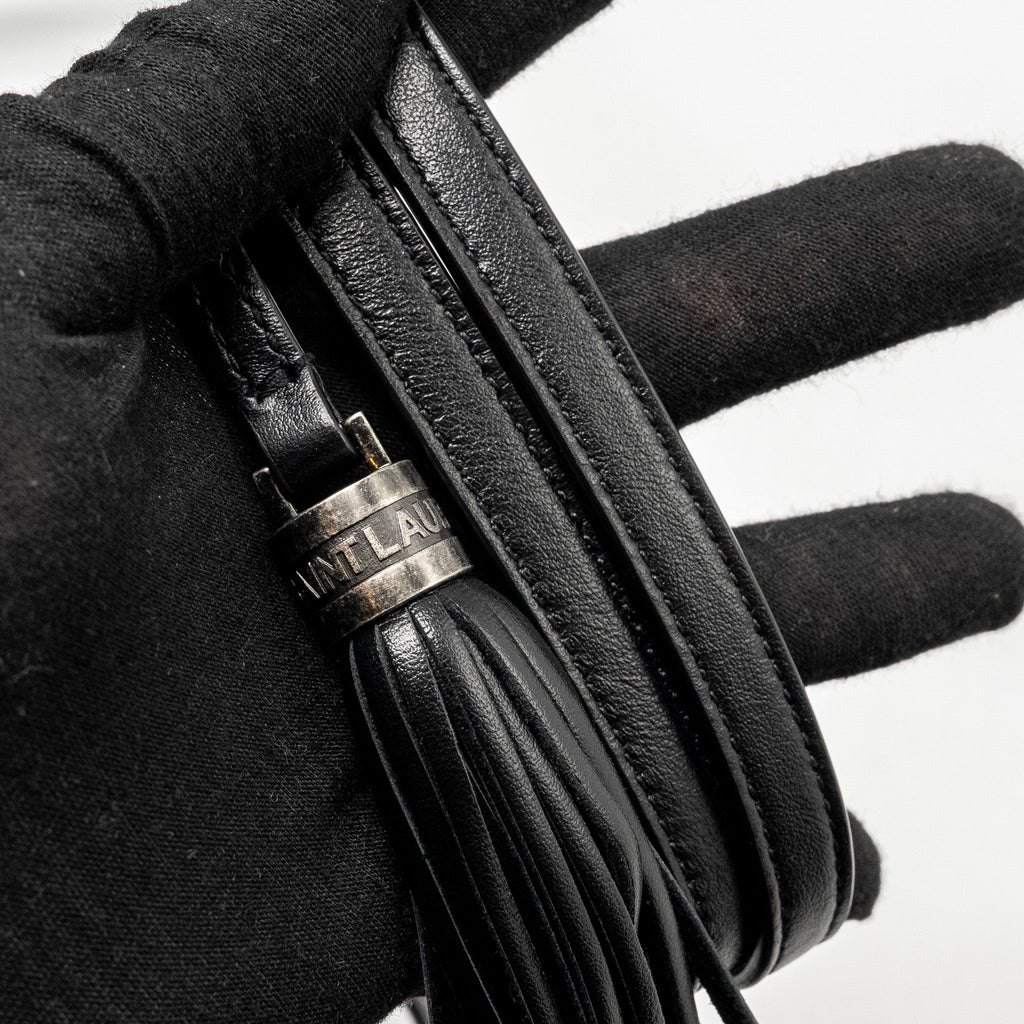 SAINT LAURENT LOU CAMERA BAG CALFSKIN BLACK RUTHENIUM SHW