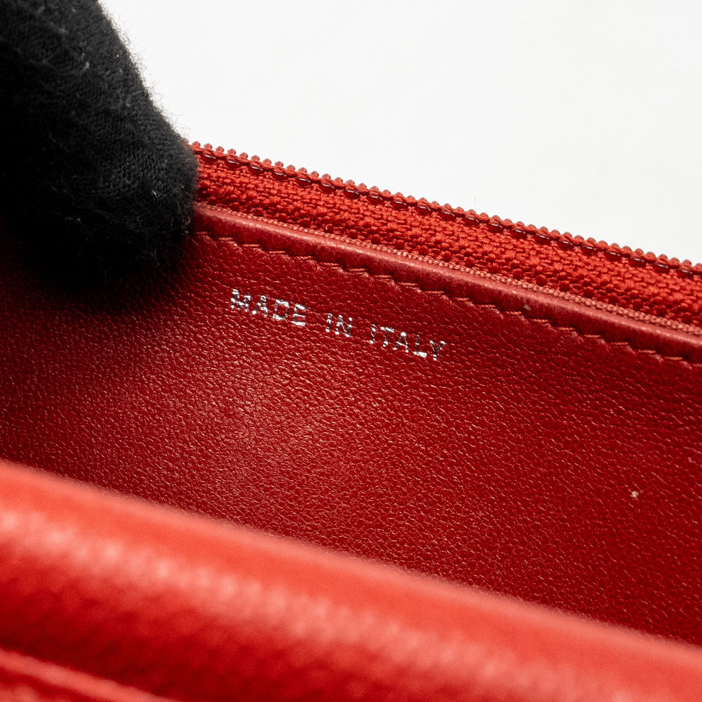 CHANEL BOY WALLET ON CHAIN CAVIAR RED RUTHENIUM SILVER HARDWARE