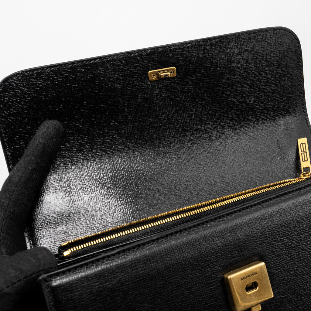 BALENCIAGA GOSSIP SHOULDER BAG CALFSKIN BLACK GHW