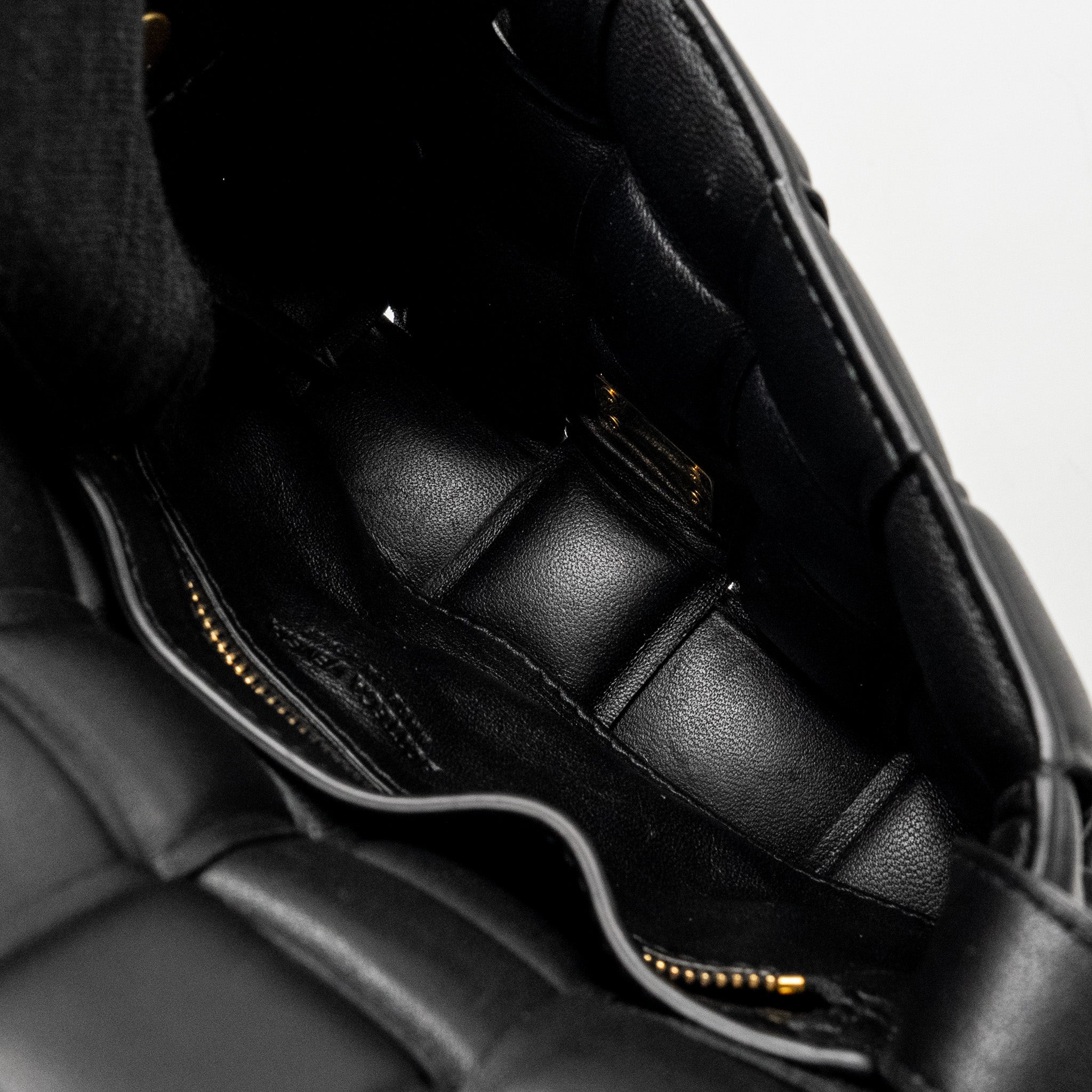 BOTTEGA VENETA SMALL PADDED CASSETTE BAG LAMBSKIN BLACK GHW