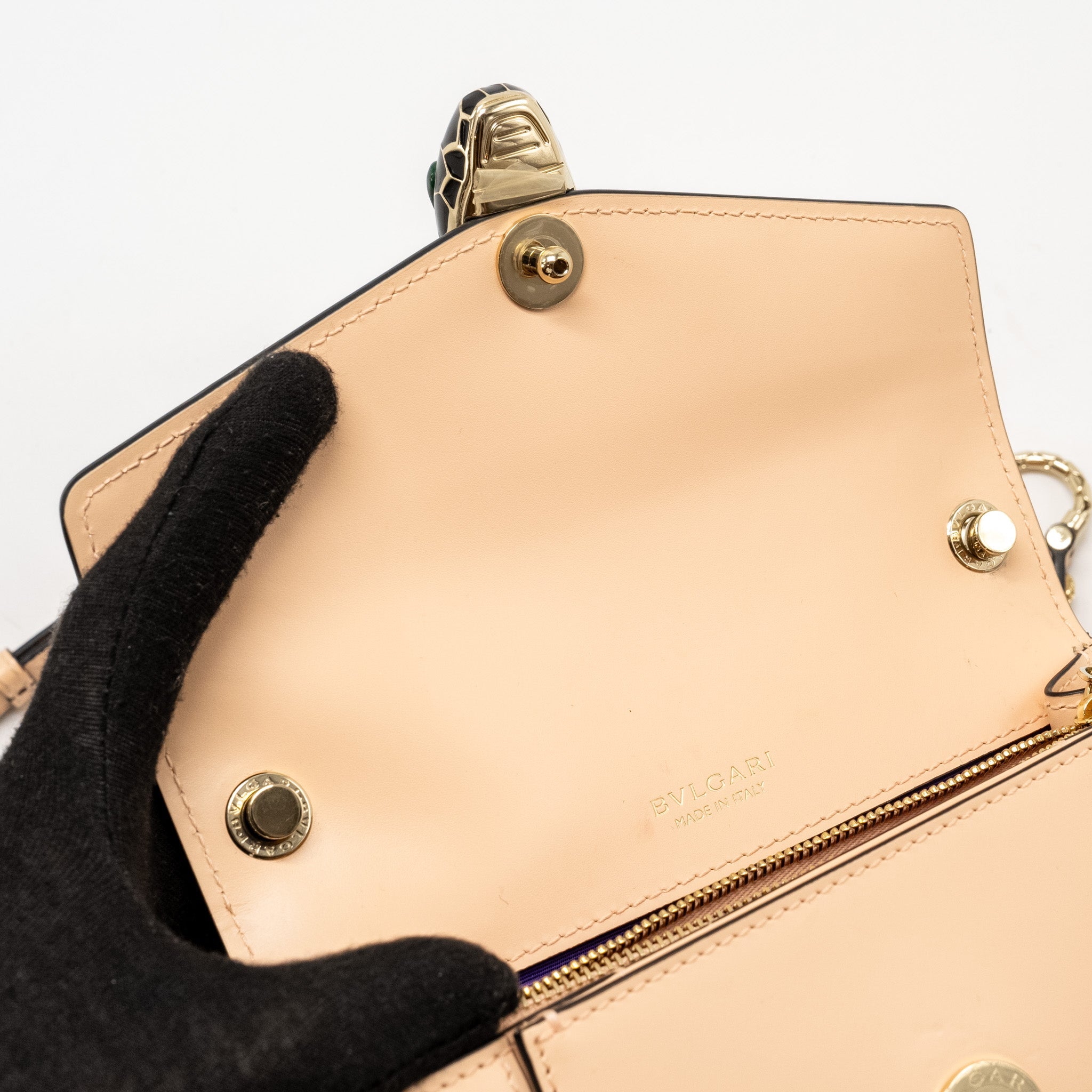 BVLGARI SERPENTI FOREVER FLAP BAG CALFSKIN PEACH LGHW