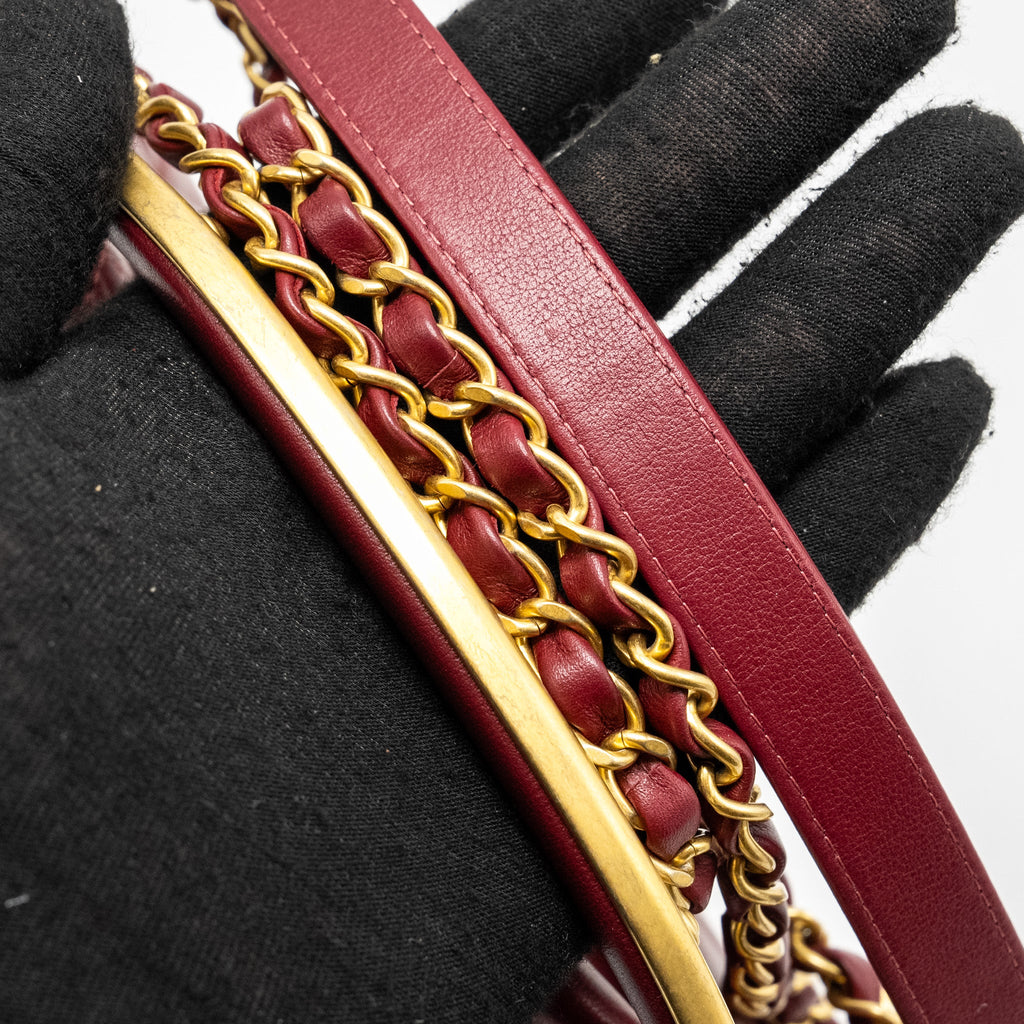 CHANEL LADY HANDLE BAG LAMBSKIN BURGUNDY GHW (MICROCHIP)