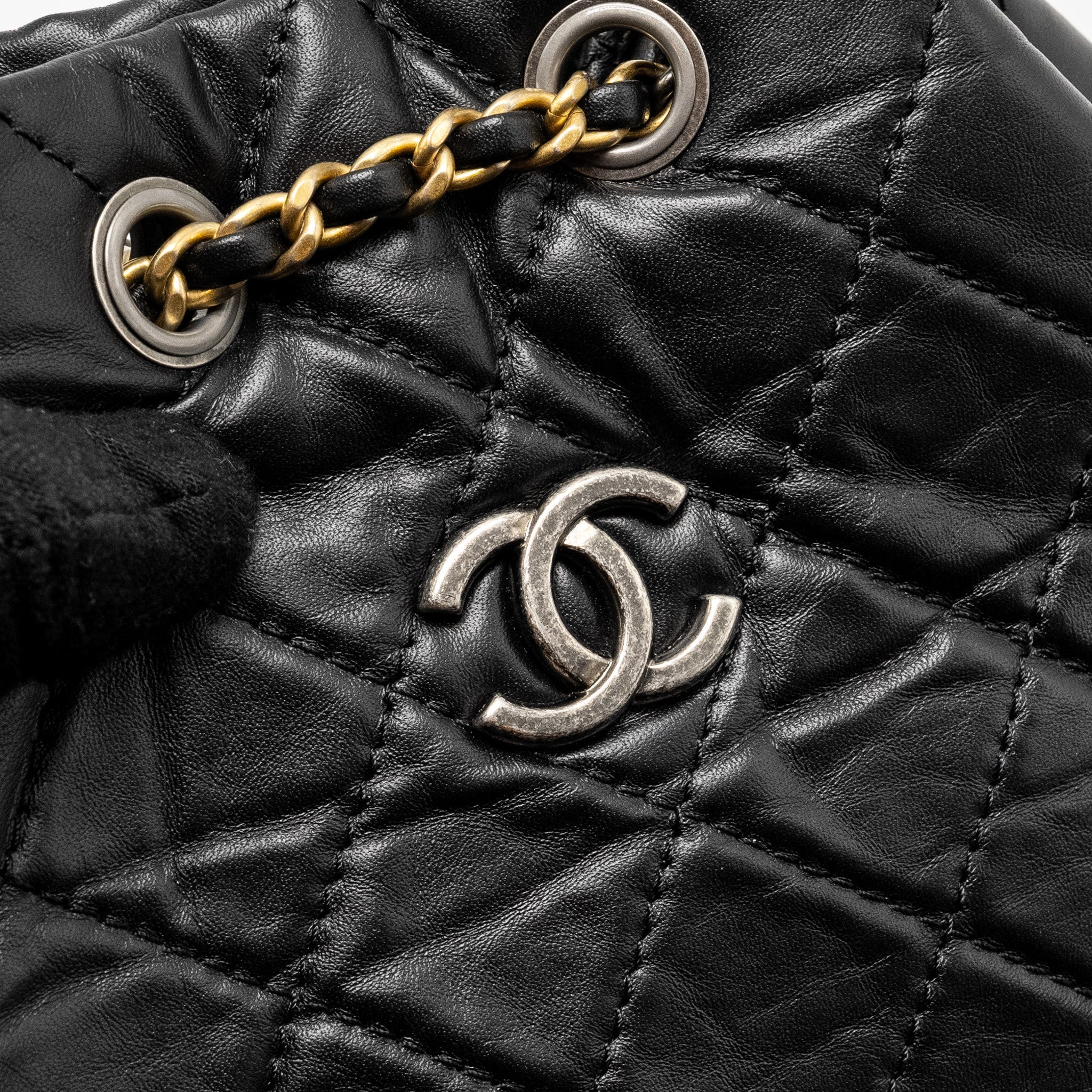 CHANEL SMALL GABRIELLE BACKPACK CALFSKIN BLACK MULTICOLOUR HARDWARE (MICROCHIP)