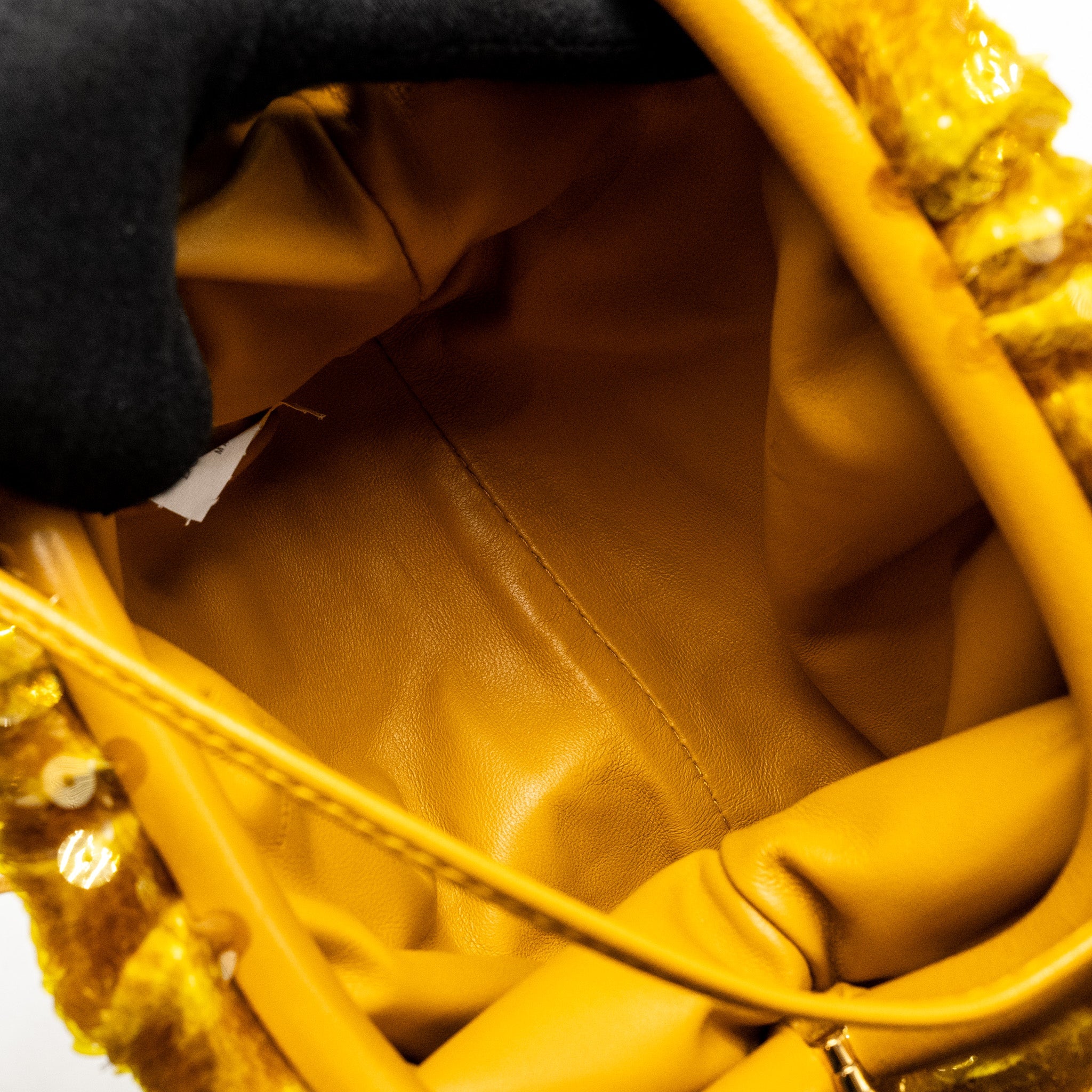 BOTTEGA VENETA MINI POUCH SEQUIN GOLD GHW