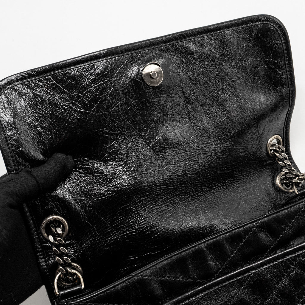SAINT LAURENT MEDIUM NIKI CALFSKIN BLACK RUTHENIUM HARDWARE