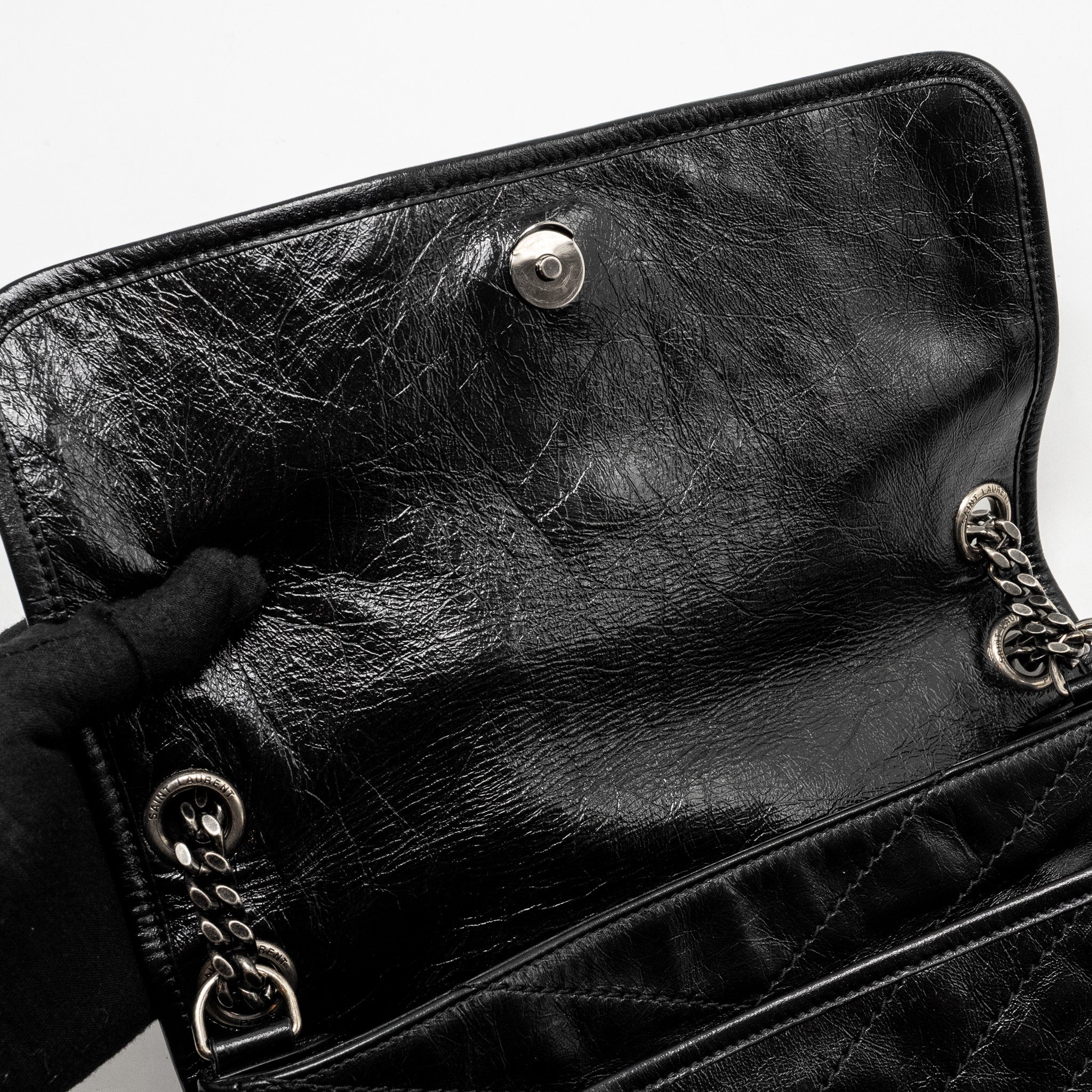 SAINT LAURENT MEDIUM NIKI CALFSKIN BLACK RUTHENIUM HARDWARE