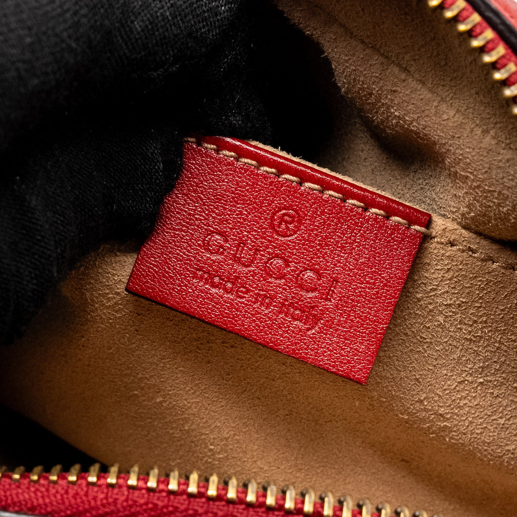 GUCCI GG MARMONT MATELASSE CAMERA BAG RED LEATHER RED GHW