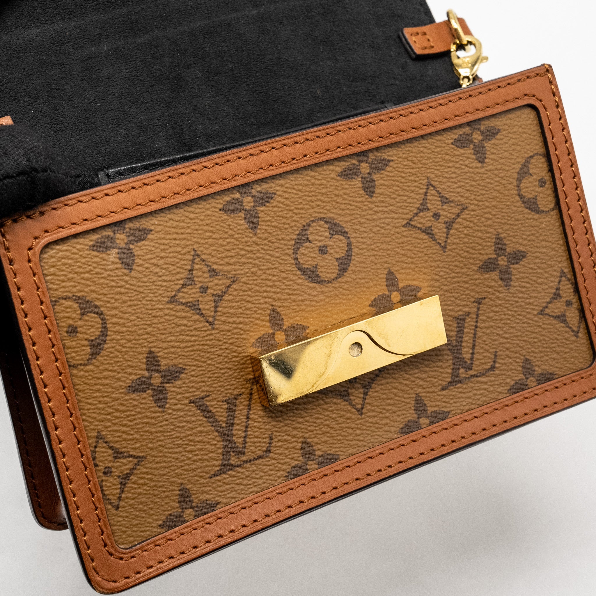 LOUIS VUITTON DAUPHINE CHAIN WALLET MONOGRAM REVERSE CANVAS GHW