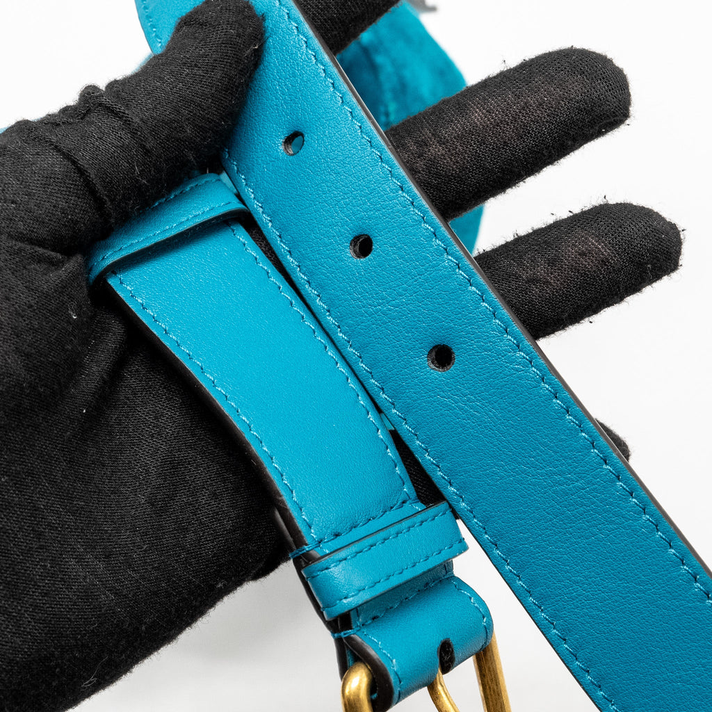GUCCI SIZE 65 MARMONT BELT BAG VELVET BLUE GHW