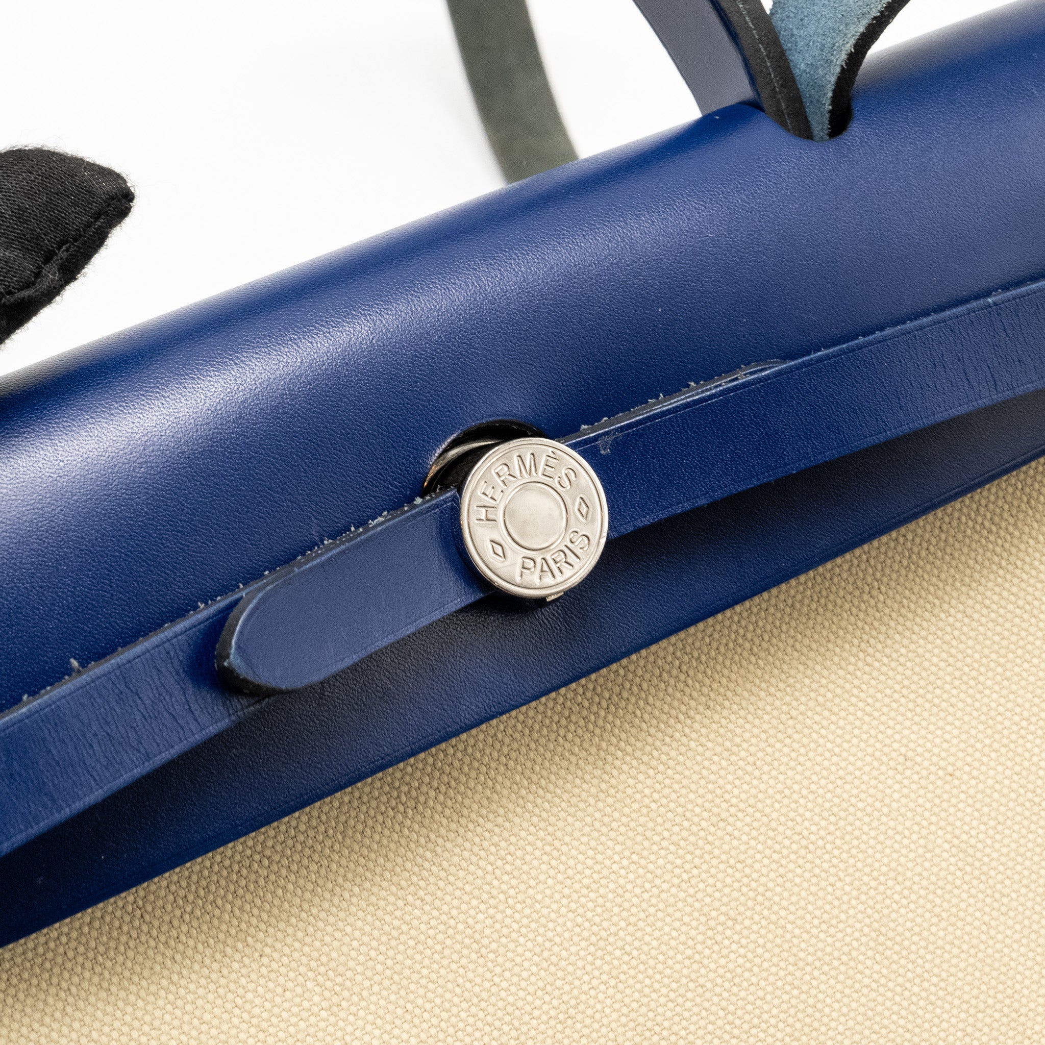 HERMES HERBAG 31 ZIP BAG CANVAS/LEATHER BLUE SHW