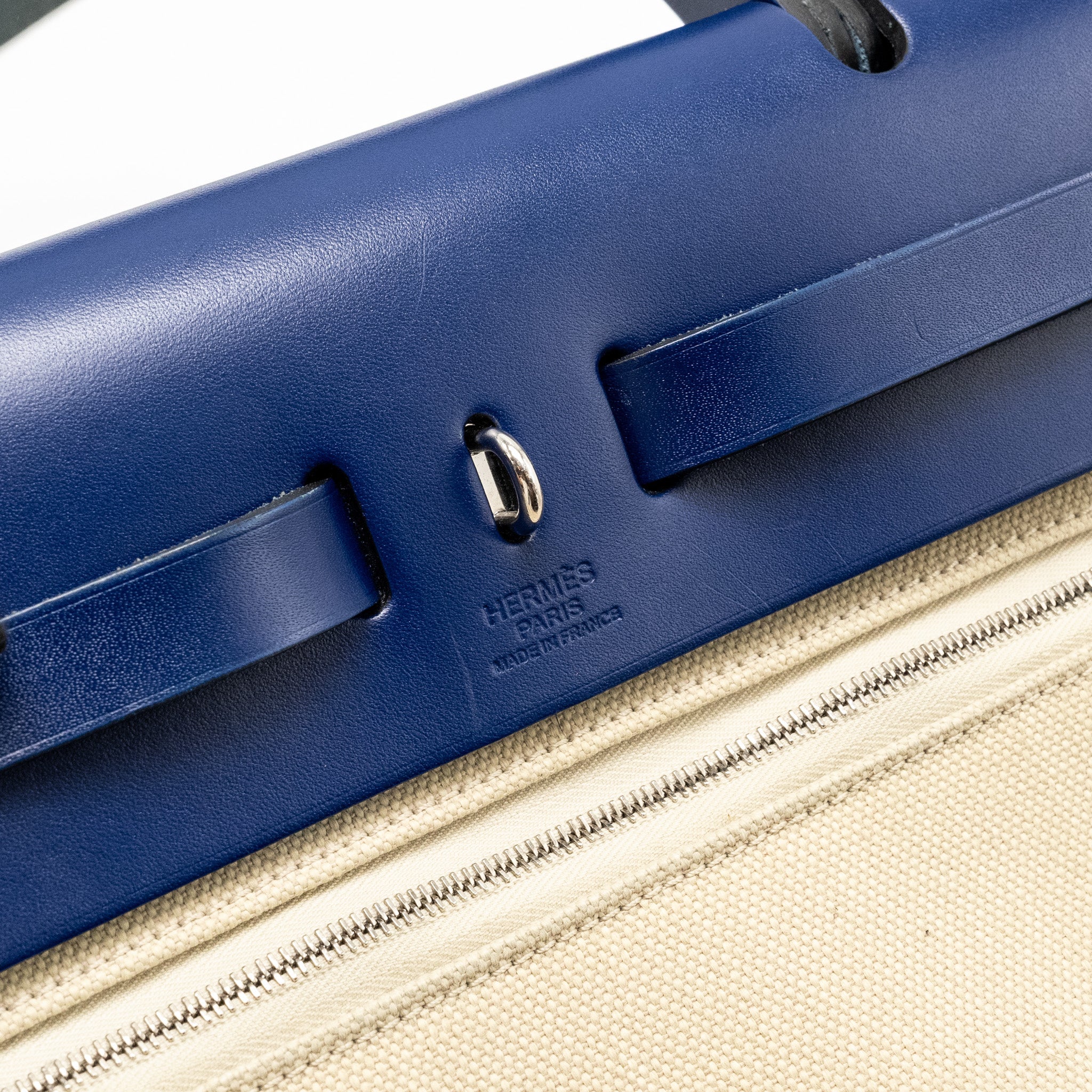 HERMES HERBAG 31 ZIP BAG CANVAS/LEATHER BLUE SHW