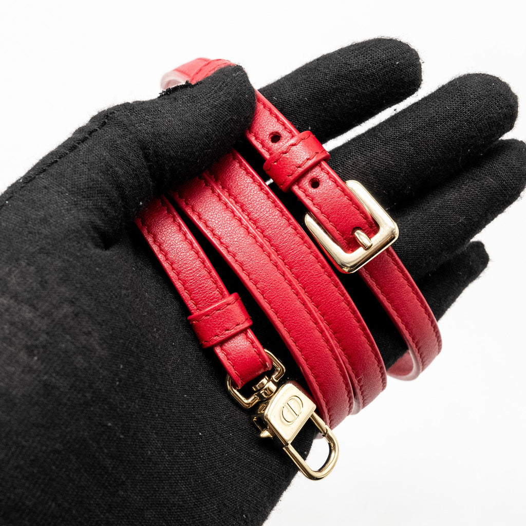 DIOR MICRO LADY DIOR VANITY CASE LAMBSKIN RED LGHW