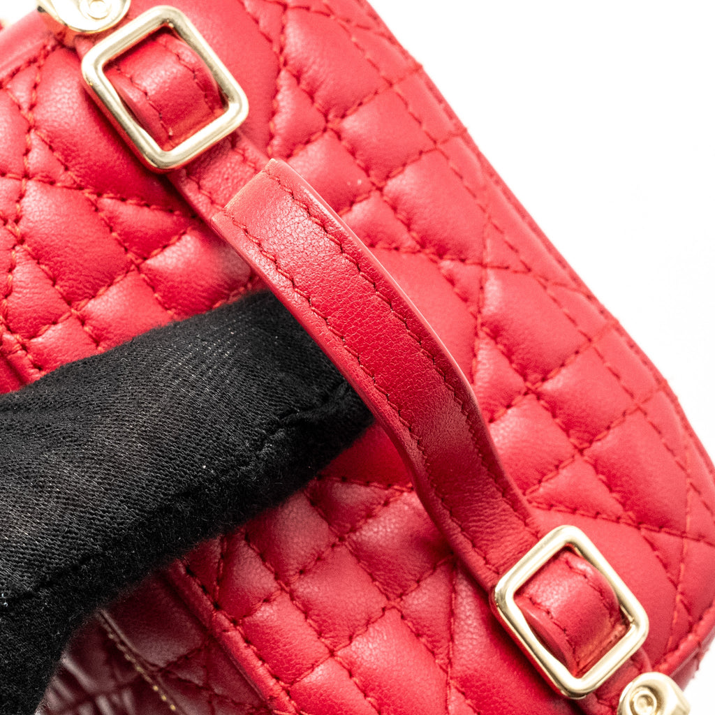 DIOR MICRO LADY DIOR VANITY CASE LAMBSKIN RED LGHW
