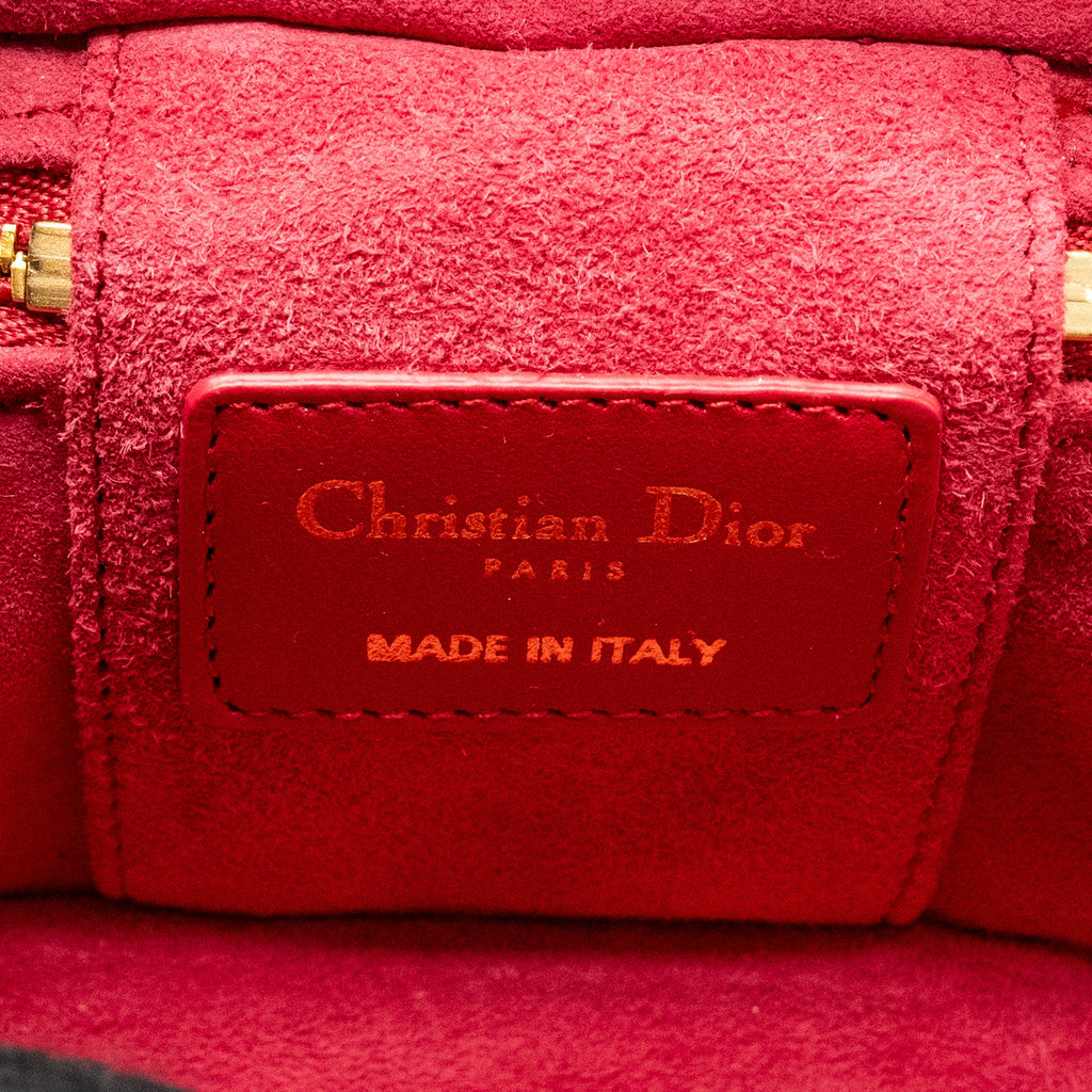 DIOR MICRO LADY DIOR VANITY CASE LAMBSKIN RED LGHW