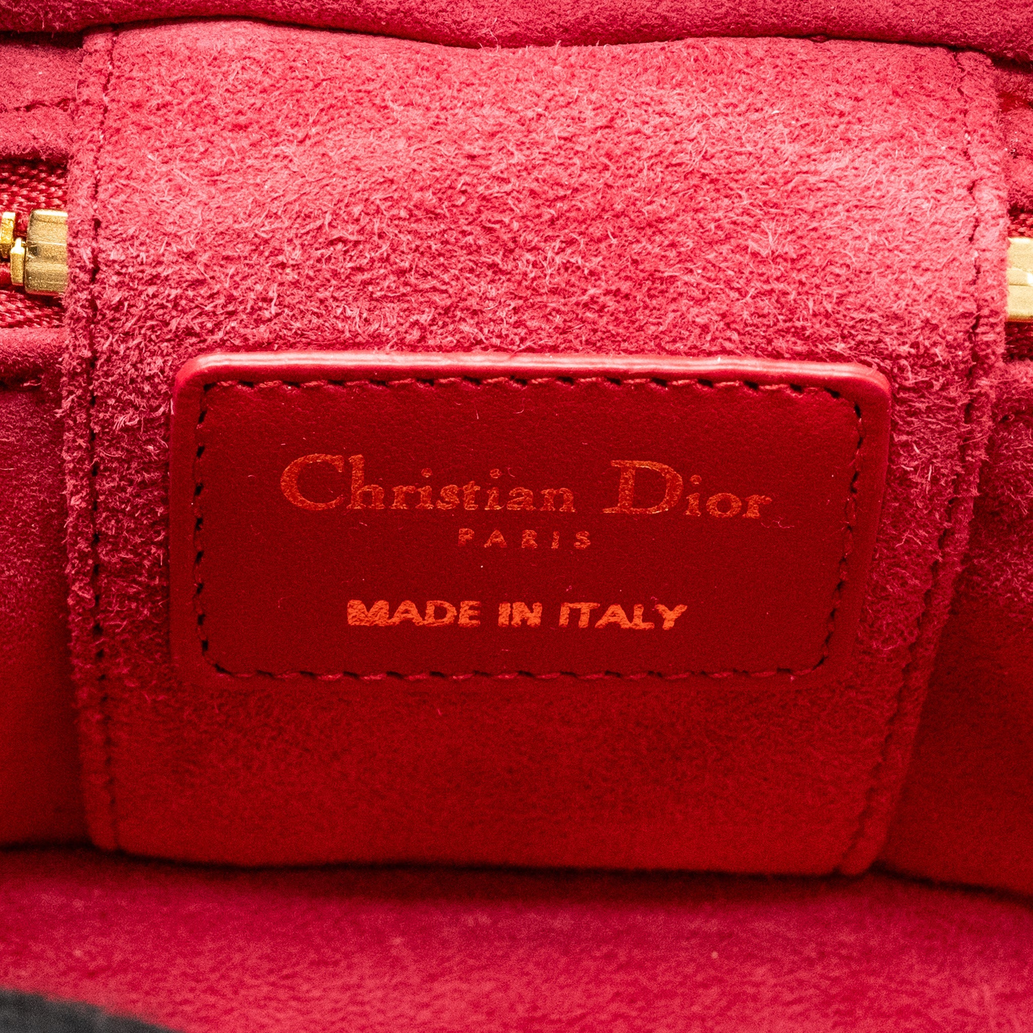 DIOR MICRO LADY DIOR VANITY CASE LAMBSKIN RED LGHW