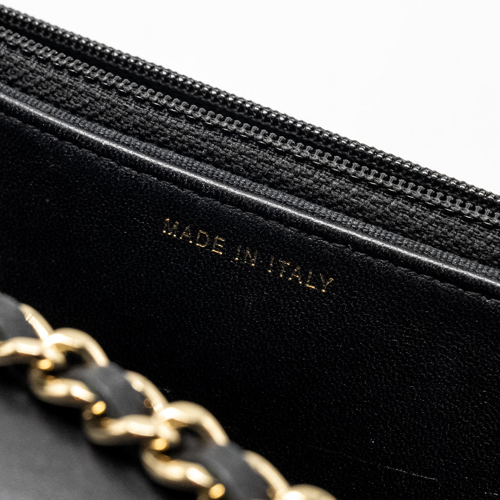 CHANEL TRENDY CC WALLET ON CHAIN LAMBSKIN BLACK LGHW (MICROCHIP)