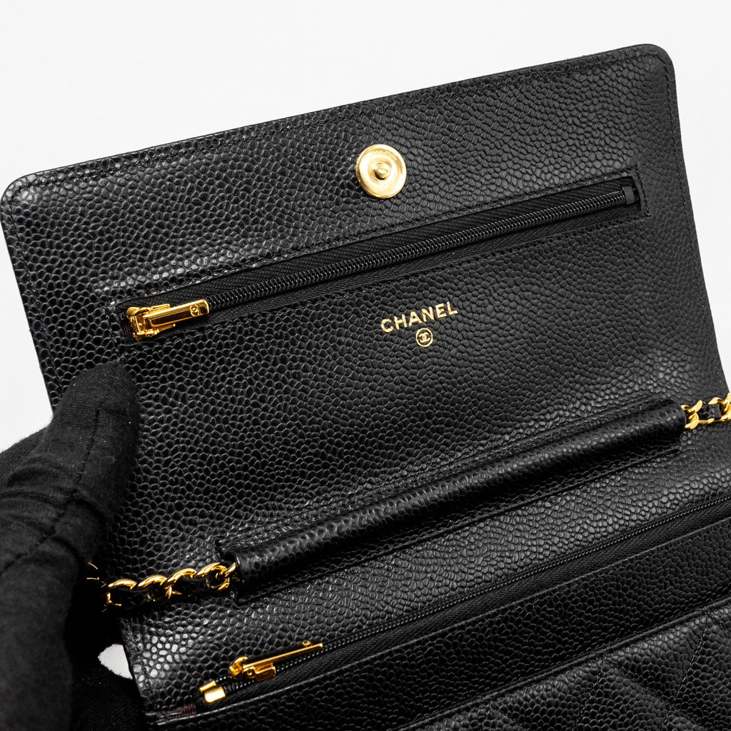 CHANEL CLASSIC WALLET ON CHAIN CAVIAR BLACK GHW